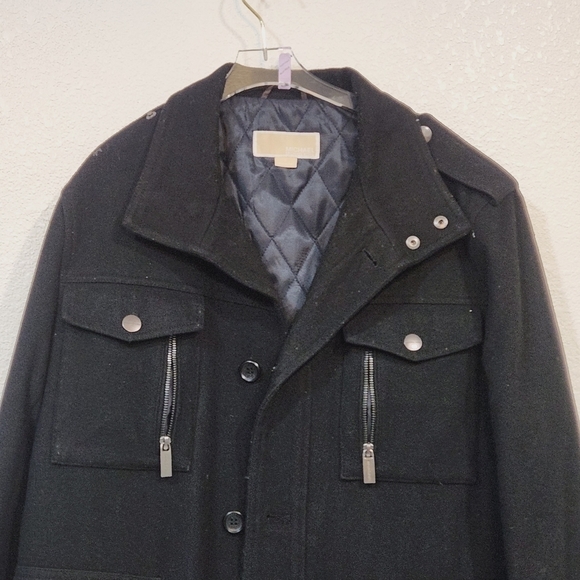 Mens Michael Kors Black Wool Mix Coat Sz S - Picture 2 of 10